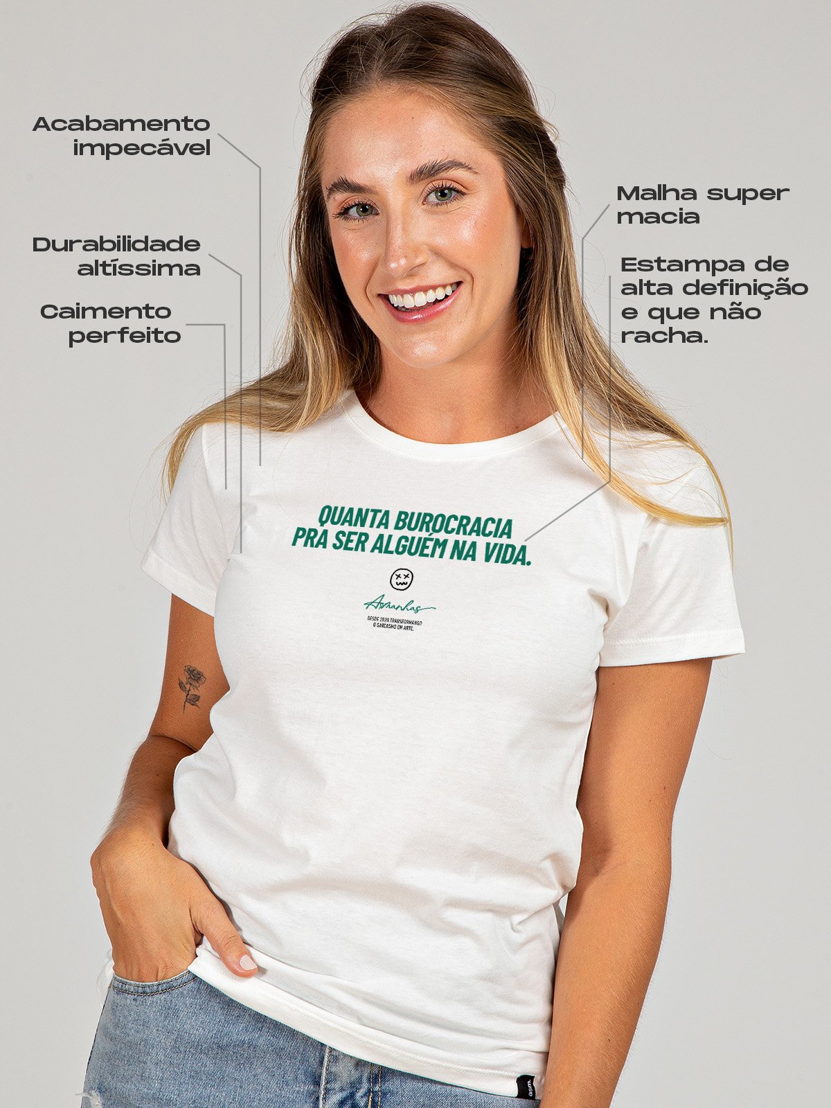 Camiseta Feminina Quanta Burocracia Asmanhas