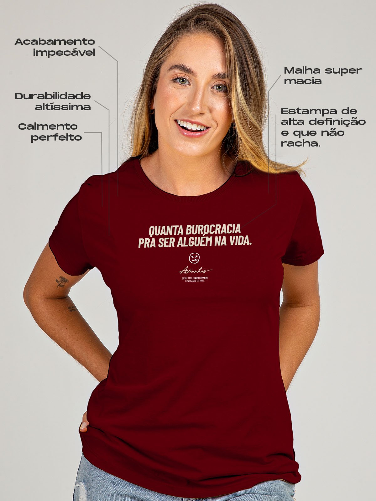 Camiseta Feminina Quanta Burocracia Asmanhas