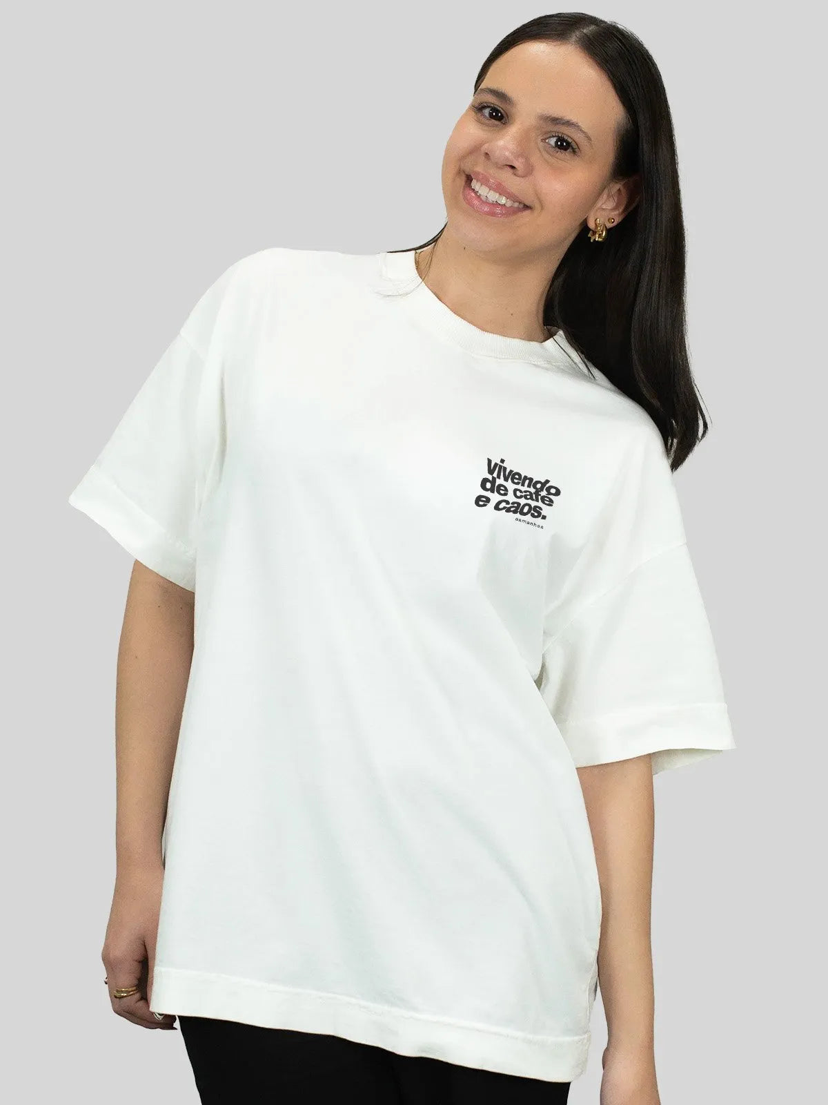 Camiseta Oversized Café e Caos Asmanhas