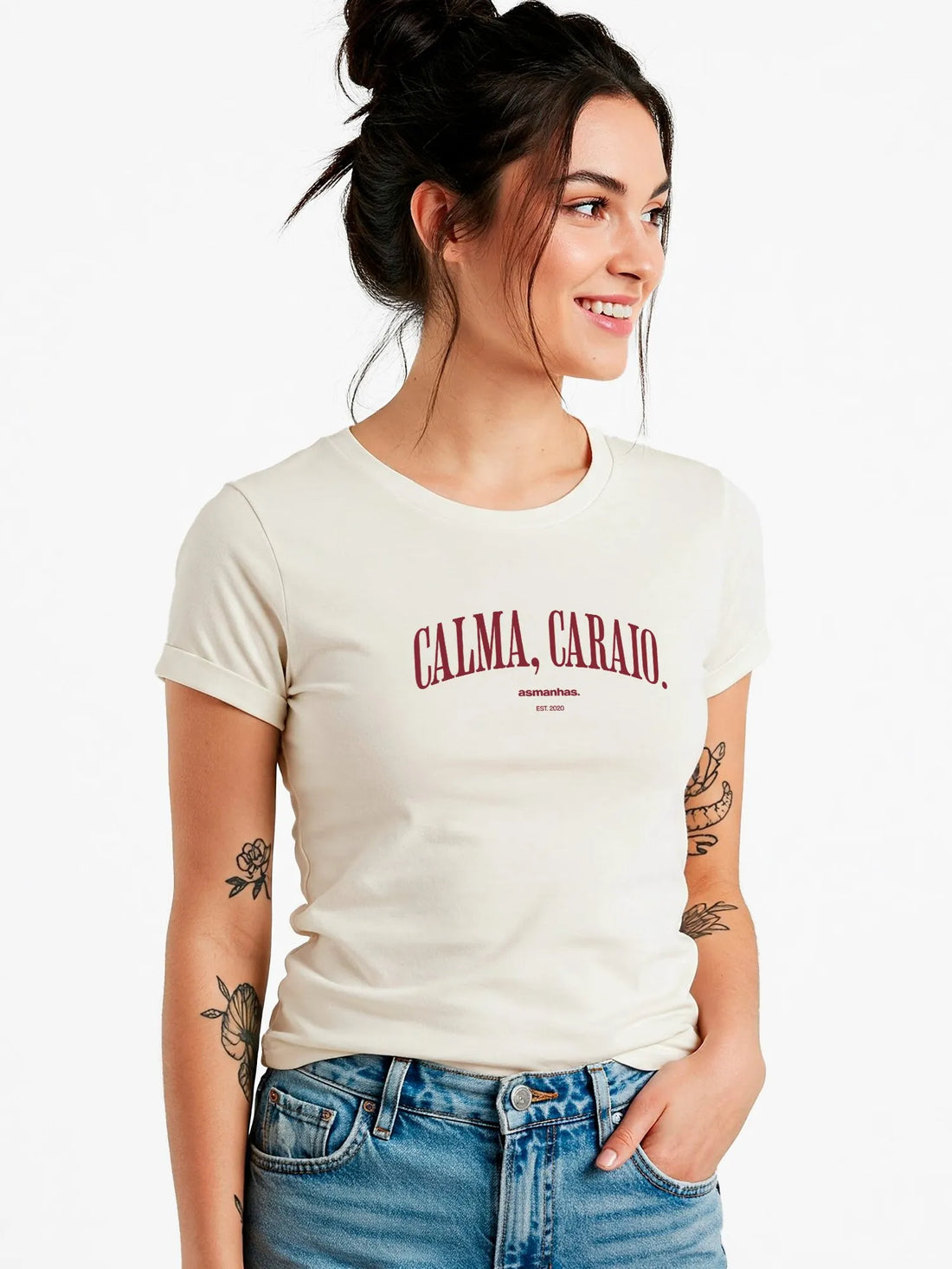 Camiseta Feminina Calma Caraio Nova Asmanhas