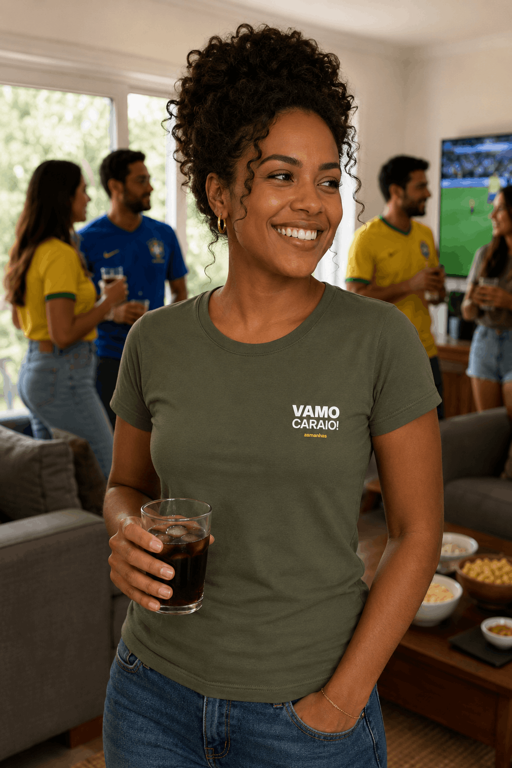 Camiseta Copa  Feminina Vamo Caraio Minimalista Asmanhas